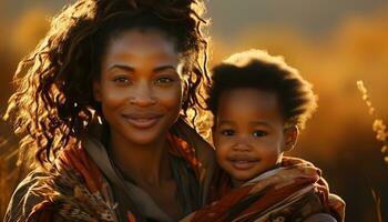 ai généré africain femme souriant, profiter ville vie nocturne, insouciant et sur de soi généré par ai photo