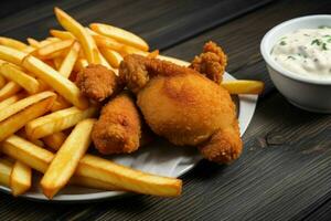 ai généré frit poulet avec français frites. pro photo