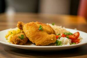 ai généré frit poulet avec riz. pro photo