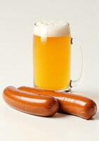 ai généré Bière et saucisses isolé sur une blanc Contexte. ai généré photo