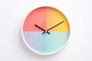 concept de temps analogique l'horloge sur pastel Facile moderne style Contexte pour bannières, dépliants, affiches ou sites Internet. génératif ai photo