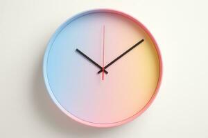 concept de temps analogique l'horloge sur pastel Facile moderne style Contexte pour bannières, dépliants, affiches ou sites Internet. génératif ai photo