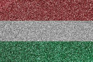 Hongrie drapeau représenté sur beaucoup petit brillant paillettes. coloré Festival Contexte pour fête photo