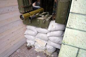 militaire, tournage rpg anti réservoir grenade lanceur. guerre trophée. militaire Provisions de lourd armes photo