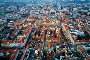 aérien vue de wroclaw Rynek marché carré pendant Noël vacances photo