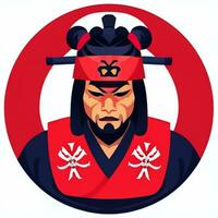 ai généré samouraï icône avatar joueur agrafe art autocollant décoration Facile Contexte photo