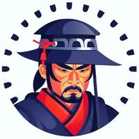 ai généré samouraï icône avatar joueur agrafe art autocollant décoration Facile Contexte photo