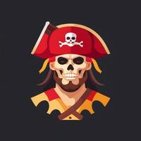 ai généré pirate icône avatar joueur agrafe art autocollant décoration Facile Contexte photo