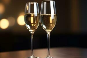 ai généré deux des lunettes de Champagne sur une table photo