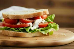 ai généré poulet, laitue, et tomate sandwich. pro photo