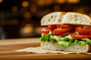 ai généré poulet, laitue, et tomate sandwich. pro photo