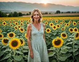 ai généré photo de magnifique milieu vieilli américain femme comme une secrétaire à le bureau, génératif ai