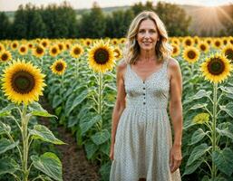 ai généré photo de magnifique milieu vieilli américain femme comme une secrétaire à le bureau, génératif ai