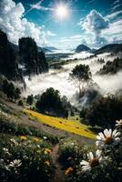 fleur colline paysage Contexte ai génératif photo