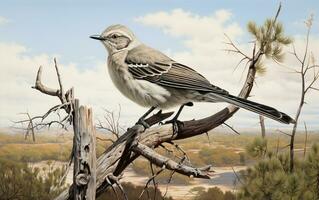 ai génératif oiseau moqueur dans Naturel environnement photo