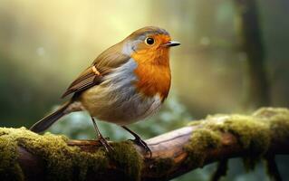 ai génératif mignonne Robin oiseau sur Naturel environnement photo