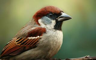 ai génératif mignonne moineau oiseau sur Naturel environnement photo