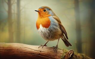 ai génératif mignonne Robin oiseau sur Naturel environnement photo