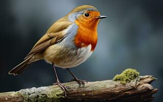 ai génératif mignonne Robin oiseau sur Naturel environnement photo