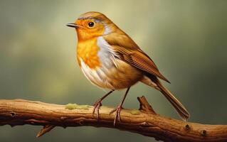 ai génératif mignonne Robin oiseau sur Naturel environnement photo