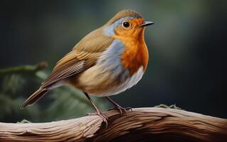 ai génératif mignonne Robin oiseau sur Naturel environnement photo