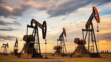 pétrole pompes comme vital équipement dans le pétrole industrie. génératif ai photo