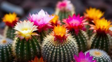 explorant le monde de coloré cactus. génératif ai photo