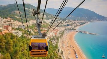 câble voiture points de vue, spectaculaire ville vues de au-dessus de. génératif ai photo