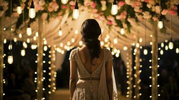 le pétillant symphonie de lumières à un Indien mariage. génératif ai photo