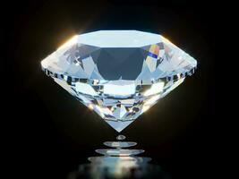 magnifique brillant diamant dans brillant Couper sur noir Contexte - diamant toile de fond, cristal Contexte photo