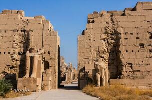 dendera temple complexe dans Egypte. hiéroglyphique sculptures sur mur à le ancien égyptien temple. photo