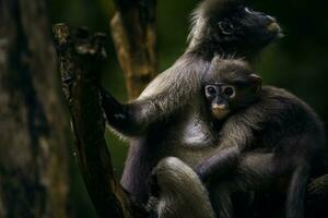 singe feuille sombre dans le parc national de thaïlande photo