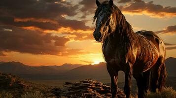 ai généré fonctionnement cheval fond d'écran photo