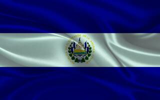 3d agitant réaliste soie nationale drapeau de el salvador. content nationale journée el Salvador drapeau Contexte. proche en haut photo