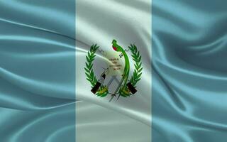 3d agitant réaliste soie nationale drapeau de Guatemala. content nationale journée Guatemala drapeau Contexte. proche en haut photo