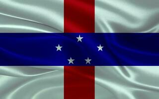 3d agitant réaliste soie nationale drapeau de Pays-Bas Antilles. content nationale journée Pays-Bas antilles drapeau Contexte. proche en haut photo
