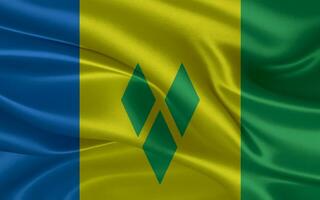 3d agitant réaliste soie nationale drapeau de Saint Vincent et le grenadines. content nationale journée photo