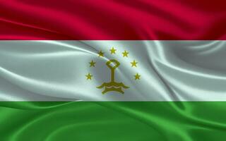 3d agitant réaliste soie nationale drapeau de tadjikistan. content nationale journée le tadjikistan drapeau Contexte. proche en haut photo