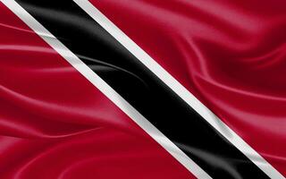 3d agitant réaliste soie nationale drapeau de Trinidad et tobago. content nationale journée Trinidad et Tobago drapeau Contexte. proche en haut photo