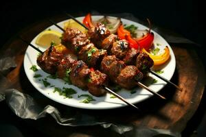 juteux embroché chercher kababs une l'eau à la bouche mélange de épices et grillé la bonté ai généré photo