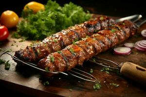 juteux embroché chercher kababs une l'eau à la bouche mélange de épices et grillé la bonté ai généré photo