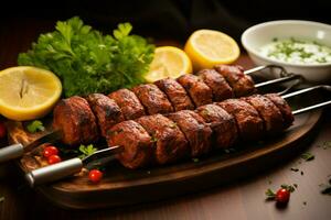 juteux embroché chercher kababs une l'eau à la bouche mélange de épices et grillé la bonté ai généré photo