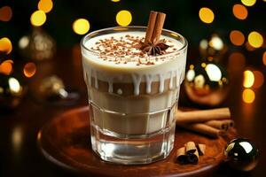 ai généré classique chaud Chocolat riches chaleur et crémeux Lait de poule de fête vacances Noël ai généré photo