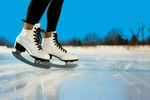 ai généré de fête la glace patinage une hiver joie cette capture le Noël esprit ai généré photo