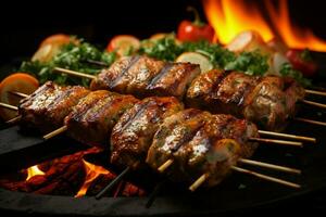 juteux embroché chercher kababs une l'eau à la bouche mélange de épices et grillé la bonté ai généré photo