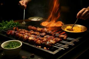 juteux embroché chercher kababs une l'eau à la bouche mélange de épices et grillé la bonté ai généré photo