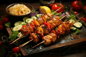 juteux embroché chercher kababs une l'eau à la bouche mélange de épices et grillé la bonté ai généré photo