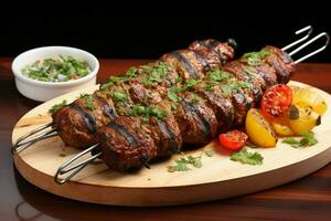 juteux embroché chercher kababs une l'eau à la bouche mélange de épices et grillé la bonté ai généré photo