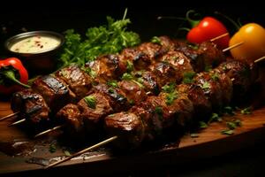 juteux embroché chercher kababs une l'eau à la bouche mélange de épices et grillé la bonté ai généré photo