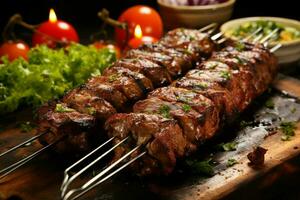 juteux embroché chercher kababs une l'eau à la bouche mélange de épices et grillé la bonté ai généré photo